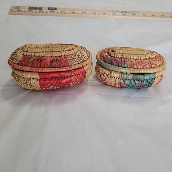 Other - Baskets 2 Small Woven Vintage Handmade
